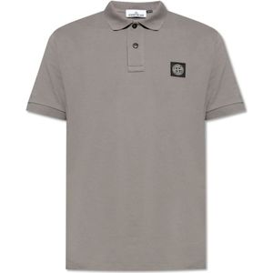 Stone Island - Polo met Logo - Lichtgrijs - Katoen - Heren