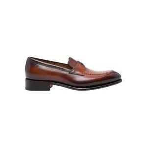 Santoni Klassieke Leren Loafers , Brown , Heren , Maat: 44 1/2 EU