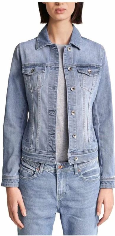 Salsa - Slim Fit Jas - Blauw - Effen - Lange Mouw - Geborduurd