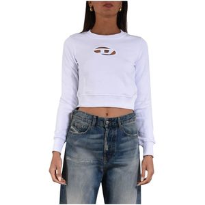 Diesel, Dames, Sweatshirts & Hoodies, Wit, Maat: S Katoen,