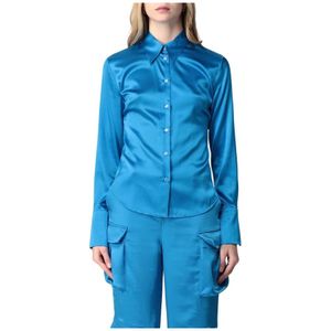 Pinko, Dames, Blouses & Shirts, Blauw, Maat: XS Zijde,