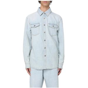Bottega Veneta, Heren, Overhemden, Blauw, Maat: M Denim,