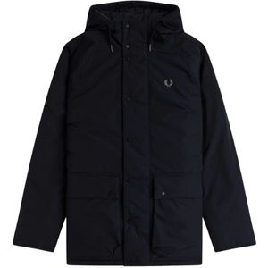 Fred Perry, Heren, Mantels, Zwart, Maat: S Leer,