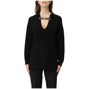 Elisabetta Franchi, Dames, Truien, Zwart, Maat: S