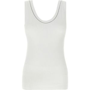 Brunello Cucinelli, Dames, Tops, Wit, Maat: L Katoen,