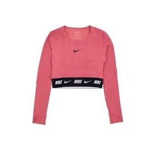 Nike Crop Tape Longsleeve Top , Pink , Dames , Maat: L