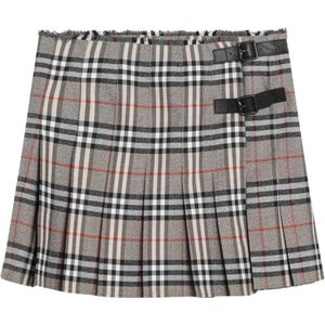 Burberry, Dames, Rokken, Grijs, Maat: S Wol,