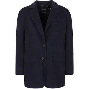 Weekend Max Mara, Dames, Jassen, Blauw, Maat: XL Wol,