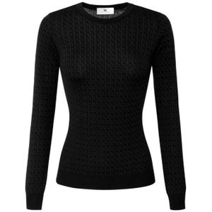 Elisabetta Franchi, Dames, Truien, Zwart, Maat: XS Wol,