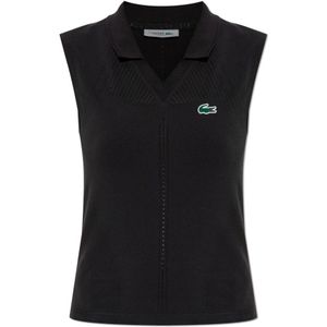 Lacoste, Dames, Tops, Zwart, Maat: Xl/2Xl Leer,