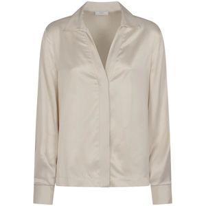 Peserico, Dames, Blouses & Shirts, Beige, Maat: M Satijn,