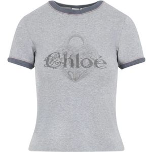 Chloé, Dames, Tops, Grijs, Maat: L Katoen,