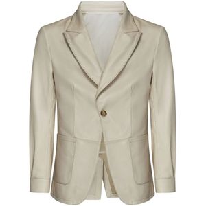 Franzese Collection, Heren, Jassen, Beige, Maat: 2XL Leer,