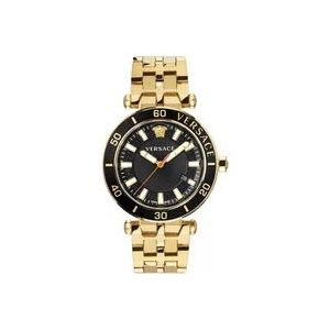 Versace Greca Sport Quartz Horloge Goud Zwart , Yellow , Heren , Maat: ONE Size
