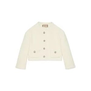 Gucci Witte Tweed Knoopjas , White , Dames , Maat: XS