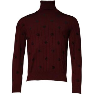 Dolce & Gabbana - DG Logo Turtleneck Trui - Bruin - Wol