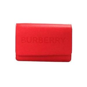 Burberry Rode Leren Crossbody Tas met Ingelegd Logo , Red , Dames , Maat: ONE Size