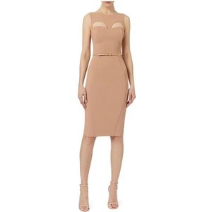 Elisabetta Franchi, Dames, Jurken, Beige, Maat: S Leer,