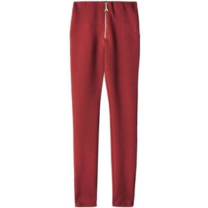 Patrizia Pepe - Slim Fit Broek - Rood - Dames - Katoen - Met Ritsdetail