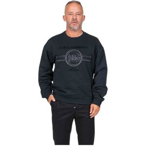 Dolce & Gabbana, Heren, Sweatshirts & Hoodies, Blauw, Maat: S Katoen,