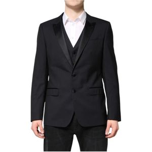 Dolce & Gabbana, Heren, Pakken, Blauw, Maat: L Wol,