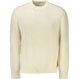 Calvin Klein - Ronde Hals Trui - Wit - Katoen - Lange Mouwen - Regular Fit