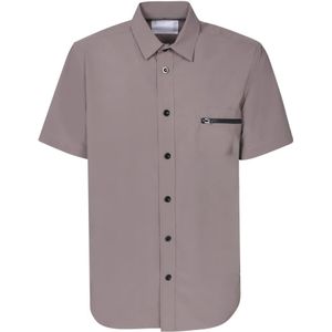 Sacai, Heren, Overhemden, Beige, Maat: S Poliester,