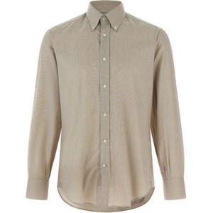 Brunello Cucinelli, Heren, Overhemden, Beige, Maat: XL Katoen,