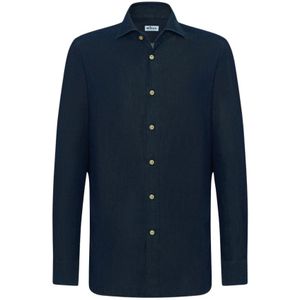 Kiton, Heren, Overhemden, Blauw, Maat: 4XL Denim,