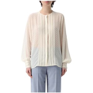 Hugo, Dames, Blouses & Shirts, Beige, Maat: M Chiffon,