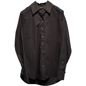 Roberto Collina, Dames, Blouses & Shirts, Zwart, Maat: M Katoen,