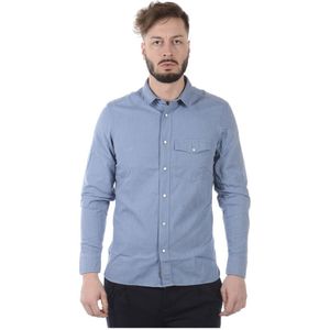 Burberry, Heren, Overhemden, Blauw, Maat: M Katoen,