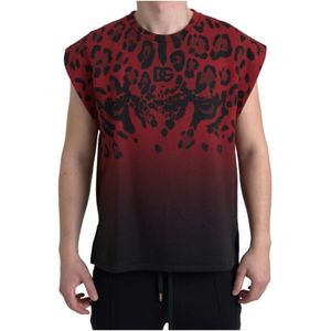 Dolce Gabbana Rood Luipaard Print Tanktop T-Shirt