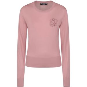Dolce & Gabbana, Dames, Truien, Roze, Maat: M Zijde,