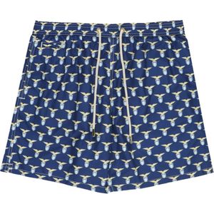 St. Barth - Zwembroek - Blauw - Elastische Taille - Lazio Logo Oro Patroon