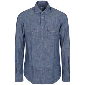 Eleventy, Heren, Overhemden, Blauw, Maat: XL Katoen,