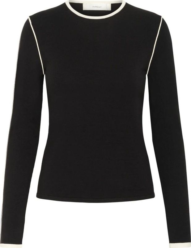 InWear - SaccoIW - Gebreide Trui - Zwart / Wit - Lange Mouw
