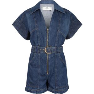 Elisabetta Franchi, Dames, Jumpsuits & Playsuits, Blauw, Maat: XL Denim,
