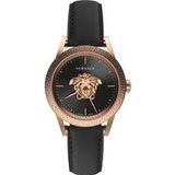 Versace Empire Herenhorloge Zwart Roségoud Leer , Yellow , Heren , Maat: ONE Size