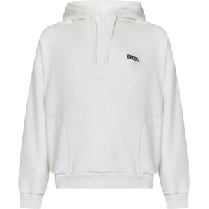 Zegna, Heren, Sweatshirts & Hoodies, Wit, Maat: S Katoen,
