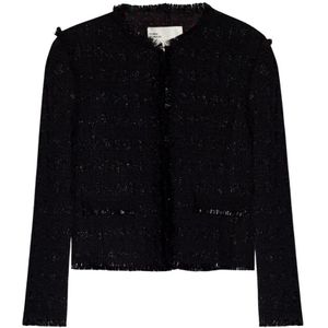 Tory Burch, Dames, Jassen, Zwart, Maat: 2XS Wol,
