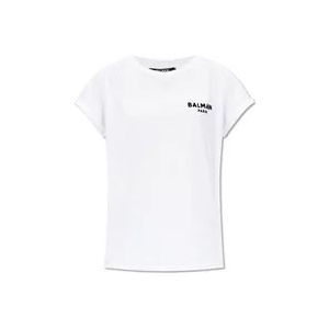 Balmain Katoenen T-shirt , White , Dames , Maat: L