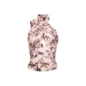 Pinko Casual Mouwloze Top met Bloemenprint , Pink , Dames , Maat: M