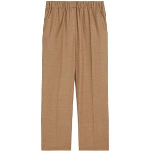 Weekend Max Mara, Dames, Broeken, Bruin, Maat: 3XS Wol,