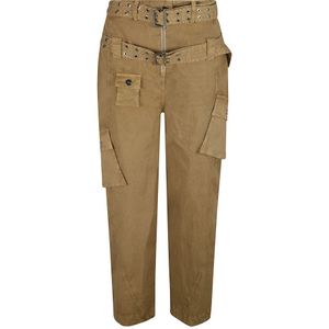 Ganni, Dames, Broeken, Beige, Maat: M Katoen,