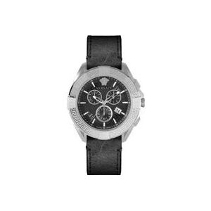 Versace Chrono Sporty Chronograaf Horloge Zwart Zilver , Multicolor , Heren , Maat: ONE Size