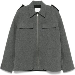 Jil Sander, Heren, Jassen, Grijs, Maat: L Flanel,