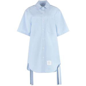 Thom Browne, Dames, Blouses & Shirts, Blauw, Maat: 2XS Katoen,