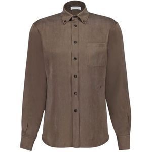Ferragamo, Heren, Overhemden, Bruin, Maat: XL Satijn,