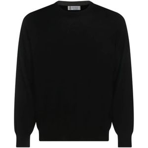 Brunello Cucinelli, Heren, Truien, Zwart, Maat: 2XL Wol,